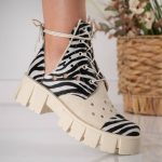 Bocanci Wild Heart cu detaliu animal print din piele naturala - imagine 4