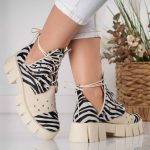 Bocanci Wild Heart cu detaliu animal print din piele naturala - imagine 2