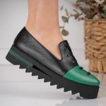 Balerini Green Stich cu detalii tip cusatura - imagine 3