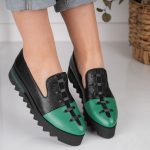 Balerini Green Stich cu detalii tip cusatura