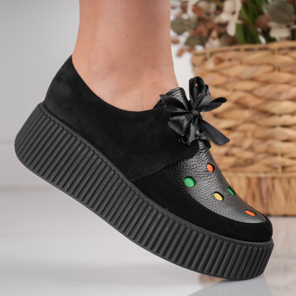 Pantofi Polka Dots cu detalii perforate (2) Pantofi Polka Dots cu detalii perforate - imagine 2
