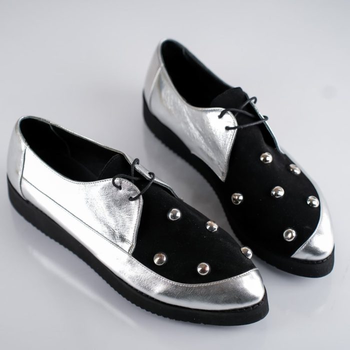 Pantofi Silver Caps din piele naturala - imagine 1