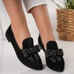 Balerini dama Take a bow din piele naturala intoarsa - imagine 3