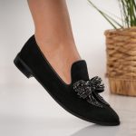 Balerini dama Take a bow din piele naturala intoarsa - imagine 2