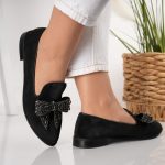 Balerini dama Take a bow din piele naturala intoarsa