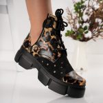 Bocanci Wild Cat cu siret si detalii perforate din piele naturala - imagine 2