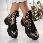Bocanci Wild Cat cu siret si detalii perforate din piele naturala - imagine 4