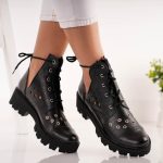 Bocanci de piele Dark cu detalii perforate - imagine 4