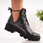 Bocanci de piele Dark cu detalii perforate - imagine 3