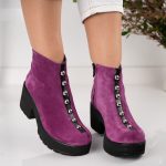 Ghete Felicita mov cu detalii argintii - imagine 3