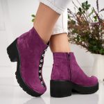 Ghete Felicita mov cu detalii argintii