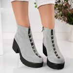 Ghete Felicita gri cu detalii argintii