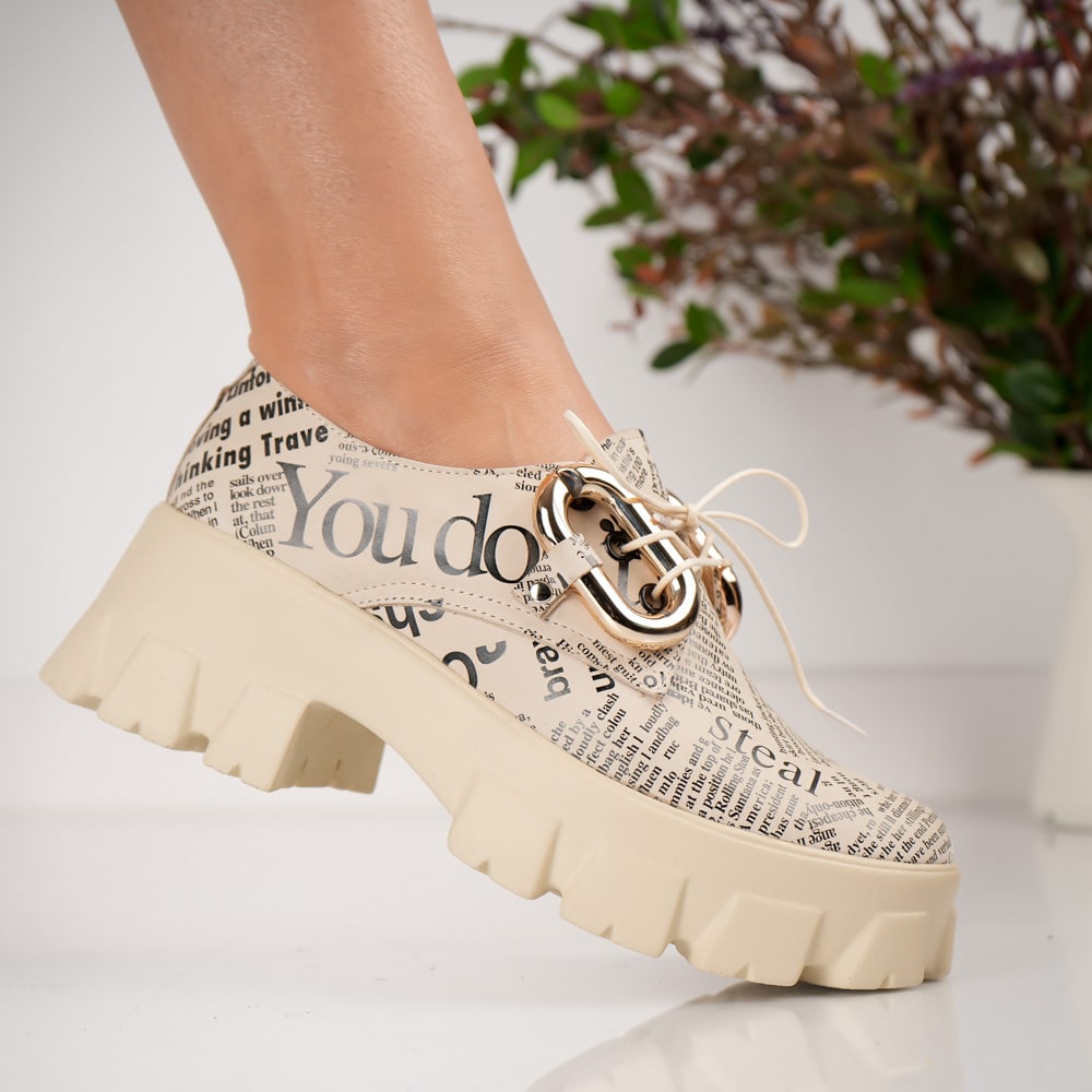 Pantofi News cu elemente metalice si siret (2) Pantofi News din piele naturala cu elemente metalice si siret - imagine 2