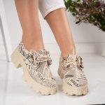 Pantofi News din piele naturala cu elemente metalice si siret - imagine 4