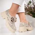 Pantofi News din piele naturala cu elemente metalice si siret