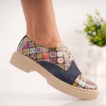 Pantofi de piele Denim Mosaic cu siret - imagine 2