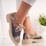 Pantofi de piele Denim Mosaic cu siret