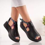 Sandale Salonic cu bareta bicolora  piele naturala - imagine 4