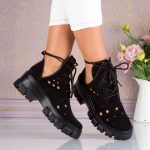 Bocanci de dama Bella Dark din piele naturala cu perforatii - imagine 4