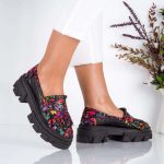 Mocasini de dama din piele naturala Dark Floral