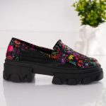 Mocasini de dama din piele naturala Dark Floral - imagine 7