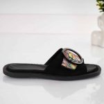 Papuci de piele cu accesoriu rotund - imagine 5