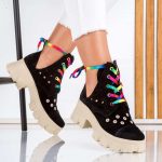 Bocanci de piele Rainbow cu detalii perforate