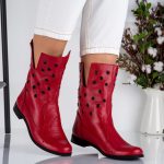 Ghete de dama din piele naturala Dolce cu detalii decupate - imagine 4