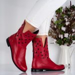 Ghete de dama din piele naturala Dolce cu detalii decupate - imagine 6