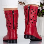 Ghete de dama din piele naturala Dolce cu detalii decupate - imagine 2