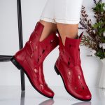 Ghete de dama din piele naturala Laurea cu detalii decupate - imagine 7