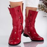 Ghete de dama din piele naturala Laurea cu detalii decupate - imagine 4