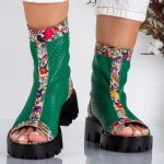 Ghete de dama din piele naturala Monet cu detalii decupate - imagine 3