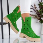 Ghete de dama din piele naturala Verlea cu detalii decupate