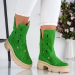 Ghete de dama din piele naturala Verlea cu detalii decupate - imagine 3