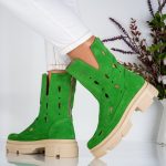 Ghete de dama din piele naturala Verlea cu detalii decupate - imagine 4