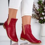 Ghete de dama din piele naturala Elida cu detalii decupate - imagine 5