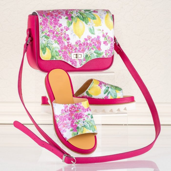 Set geanta Radiance si papuci din piele naturala Clementine - imagine 7
