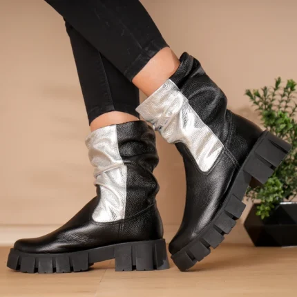 Ghete piele naturală Black and White 3