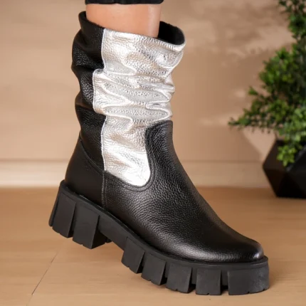 Ghete piele naturală Black and White