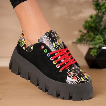Pantofi casual piele naturală Graffiti