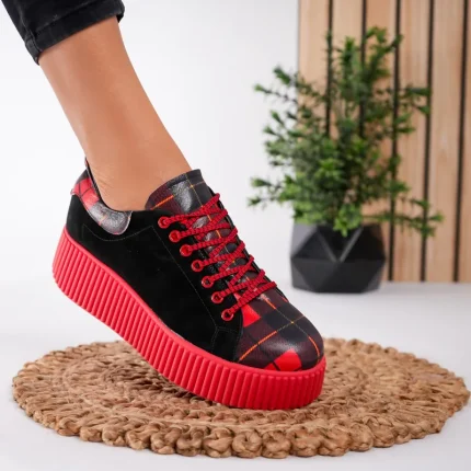 Pantofi piele naturală Black and Red