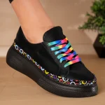 pantofi casual piele naturală Rainbow negru