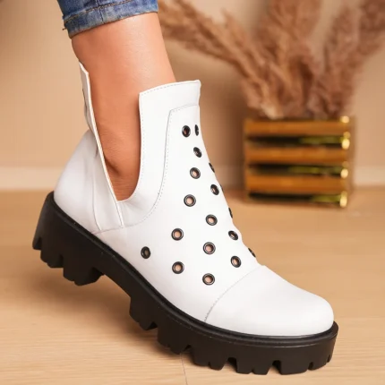 Ghete primăvară piele naturală Black Dots