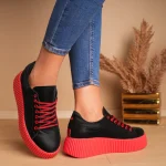 Pantofi casual piele naturală Red and Black 1