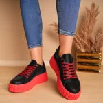 Pantofi casual piele naturală Red and Black 2