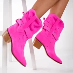 Ciocate damă piele naturală Vibrant Pink 4