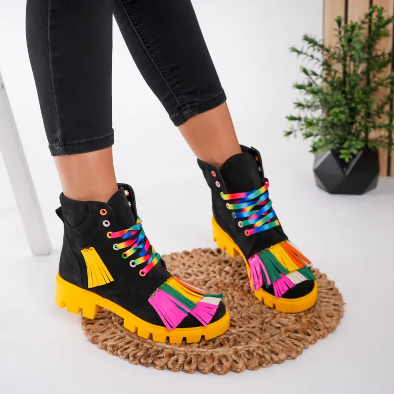 Ghete damă piele naturală Cheerful Rainbow 4