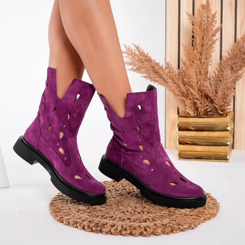 Ghete primăvară piele naturală Purest Purple 1 Ghete primăvară piele naturală Purest Purple 1