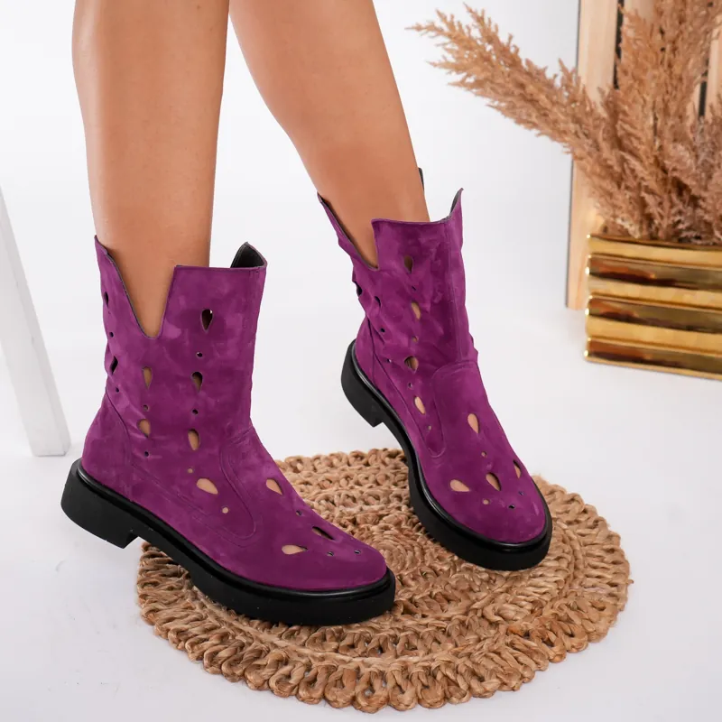 Ghete primăvară piele naturală Purest Purple 2 Ghete primăvară piele naturală Purest Purple 2